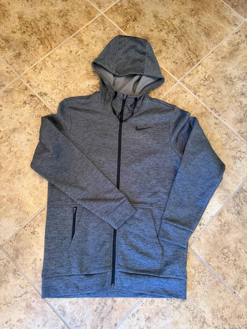 Nike Men's Dark Gray Full-Zip Hooded Performance Jacket size small
